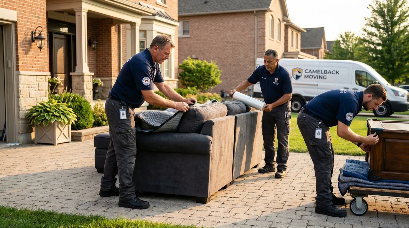 Large estate moving crew wrapping furniture in Dundas, MN