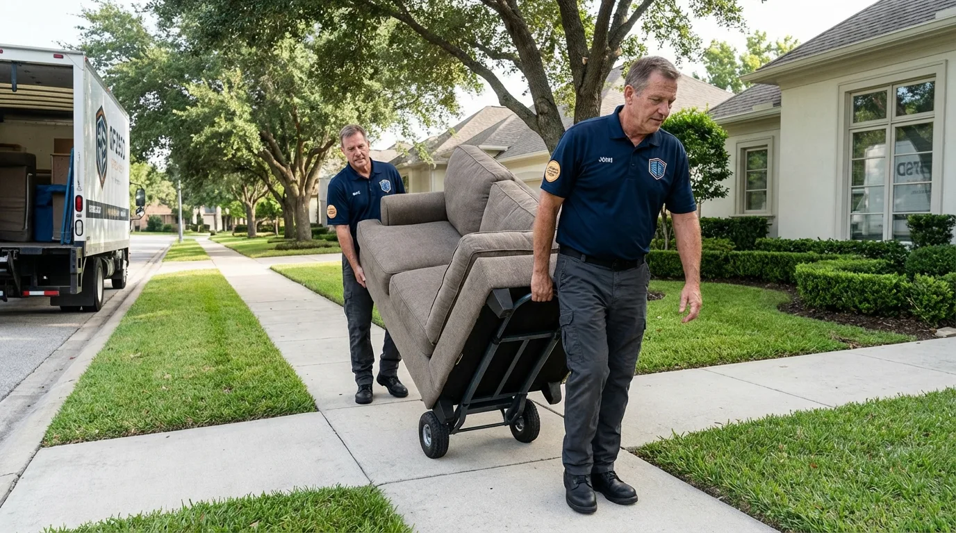 Local residential moving crew loading furniture in Dundas, MN